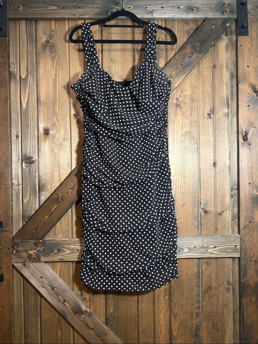 Frank Lyman Design Black and White Polka Dot Midi Dress
